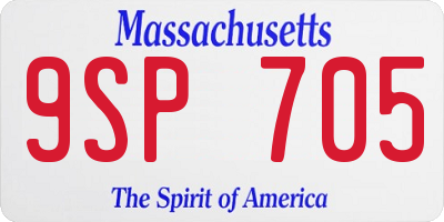 MA license plate 9SP705