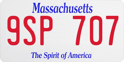 MA license plate 9SP707