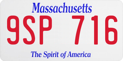 MA license plate 9SP716