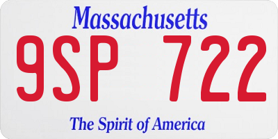 MA license plate 9SP722