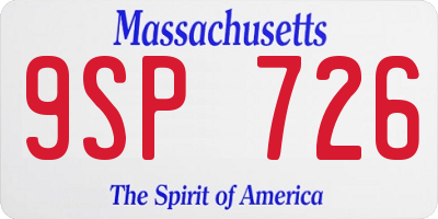 MA license plate 9SP726