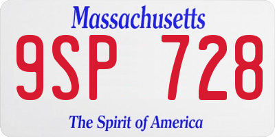 MA license plate 9SP728