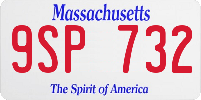 MA license plate 9SP732