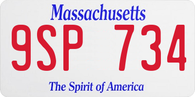 MA license plate 9SP734