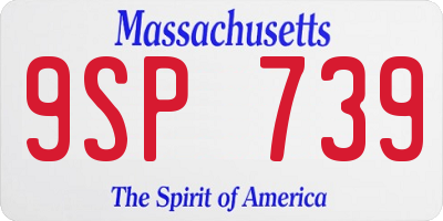 MA license plate 9SP739