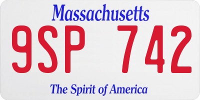 MA license plate 9SP742