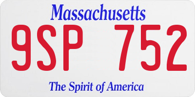 MA license plate 9SP752