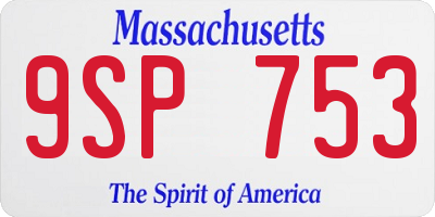 MA license plate 9SP753