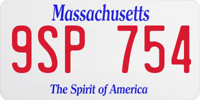 MA license plate 9SP754