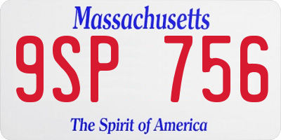MA license plate 9SP756