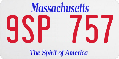 MA license plate 9SP757