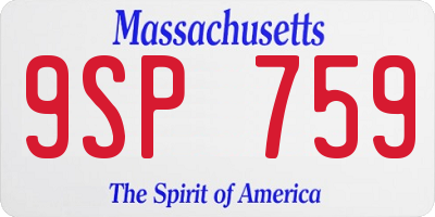 MA license plate 9SP759