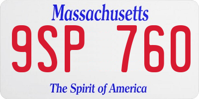MA license plate 9SP760