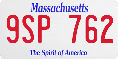 MA license plate 9SP762