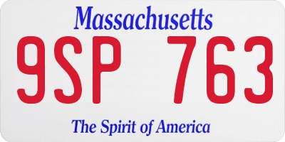 MA license plate 9SP763
