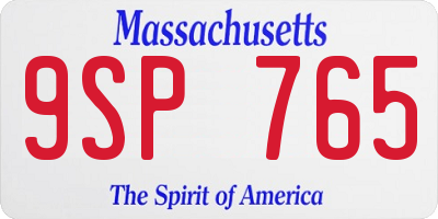 MA license plate 9SP765