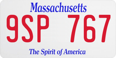 MA license plate 9SP767