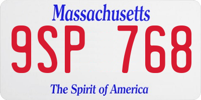 MA license plate 9SP768