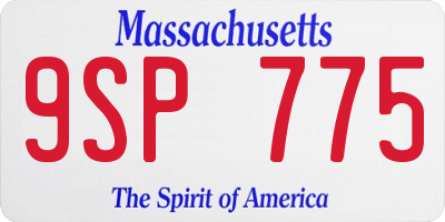 MA license plate 9SP775
