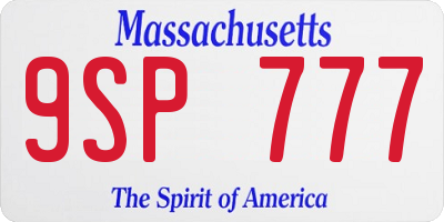 MA license plate 9SP777