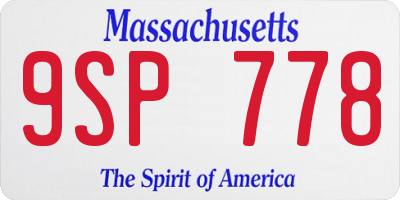 MA license plate 9SP778