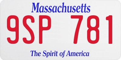 MA license plate 9SP781