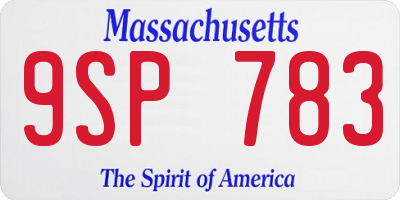 MA license plate 9SP783