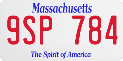 MA license plate 9SP784