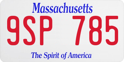MA license plate 9SP785