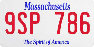 MA license plate 9SP786