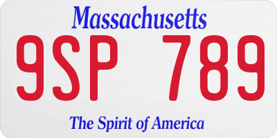 MA license plate 9SP789