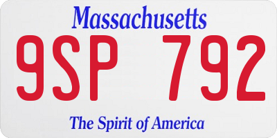 MA license plate 9SP792