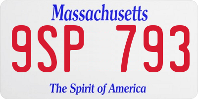 MA license plate 9SP793