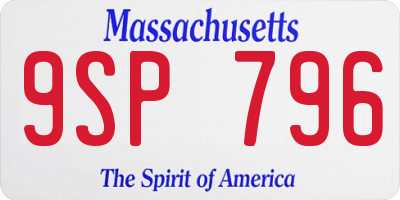 MA license plate 9SP796
