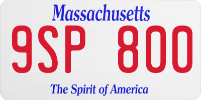 MA license plate 9SP800