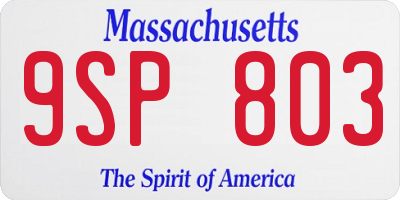 MA license plate 9SP803