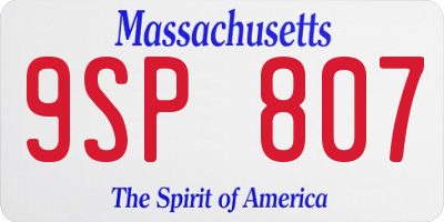 MA license plate 9SP807