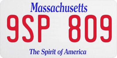 MA license plate 9SP809