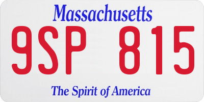 MA license plate 9SP815
