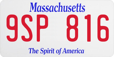 MA license plate 9SP816