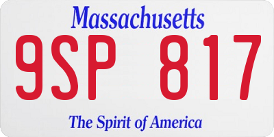 MA license plate 9SP817