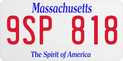 MA license plate 9SP818
