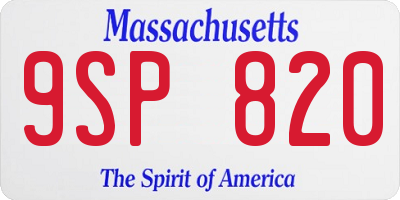MA license plate 9SP820