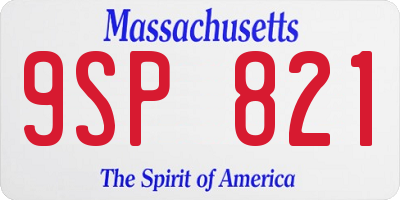 MA license plate 9SP821