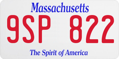 MA license plate 9SP822