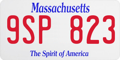 MA license plate 9SP823