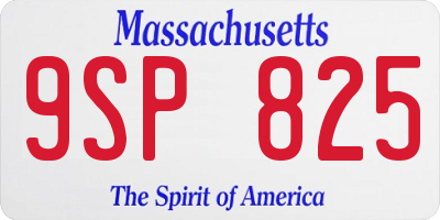 MA license plate 9SP825