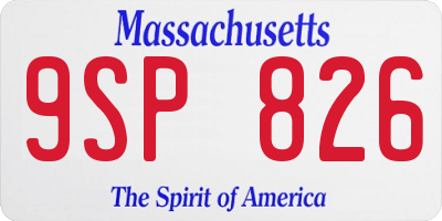MA license plate 9SP826