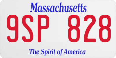 MA license plate 9SP828