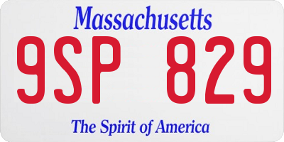 MA license plate 9SP829
